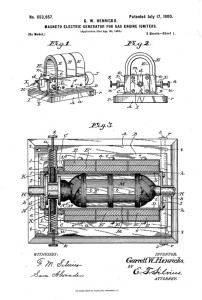 Garrett's patent drawing for one of several magneto designs.